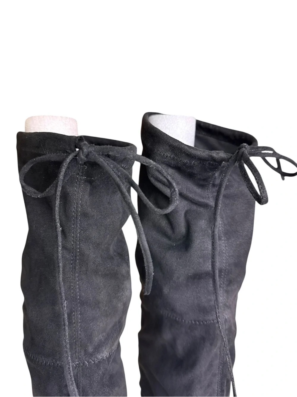 A New Day Black Faux Suede Over the Knee Boots Tie Back Size 8